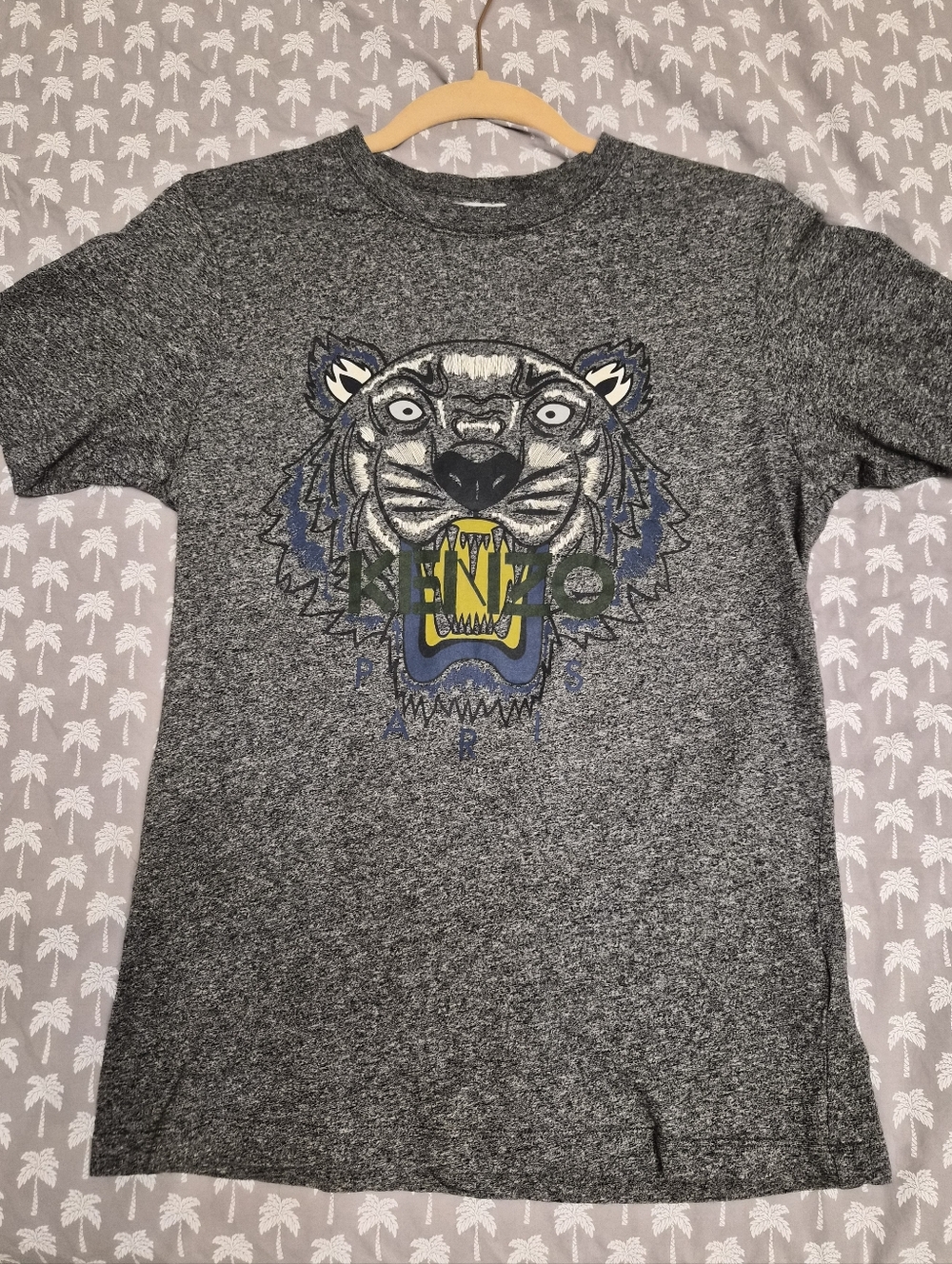 Kenzo Grey Tee with Tiger Motif Print